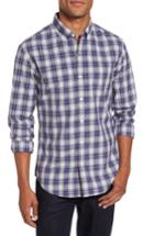 Men's Bonobos Washed Slim Fit Plaid Sport Shirt, Size - Blue