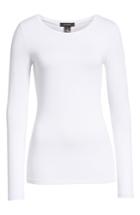 Women's Halogen Long Sleeve Modal Blend Tee, Size - White