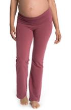 Women's Bun Maternity Cozy Wide Leg Foldover Maternity Pants - Red