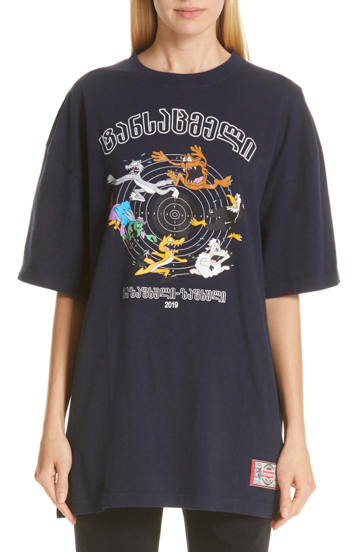 Women's Vetements Cartoon Print Tee - Blue
