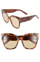 Women's Gucci 55mm Butterfly Sunglasses - Chevron Mustard/ White