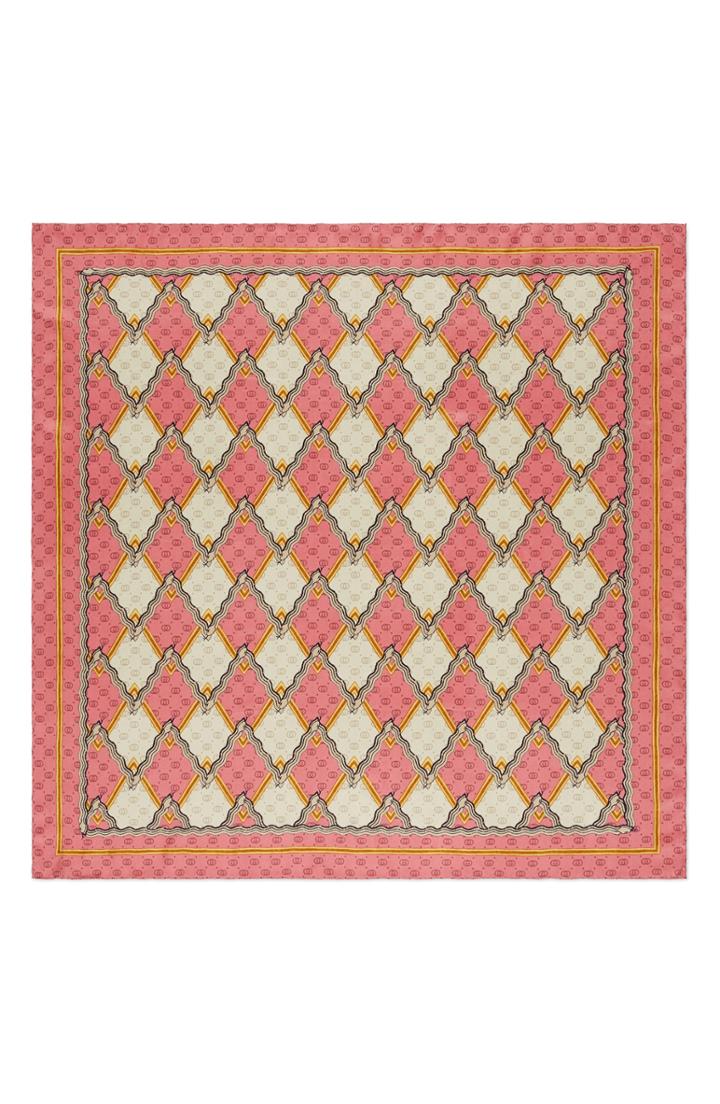 Women's Gucci Snake Rhombus Square Silk Twill Scarf