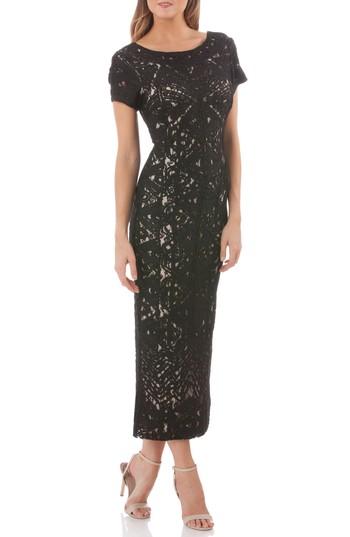 Women's Js Collections Graphic Soutache Lace Gown - Black