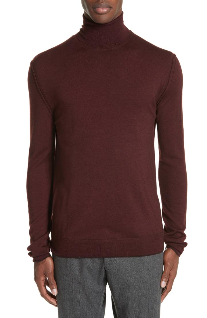 Men's Boglioli Trim Fit Turtleneck Wool Sweater - Red