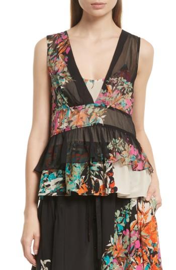Women's Tracy Reese Sheer Silk Peplum Shell