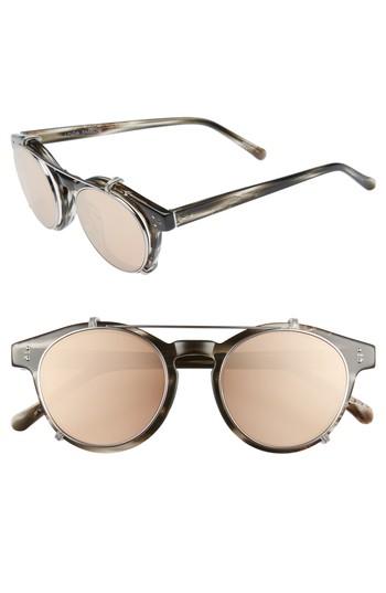 Women's Linda Farrow 47mm Optical Glasses With Clip-on 18 Karat Rose Gold Trim Sunglasses - Grey/ White Gold/ Rose Gold