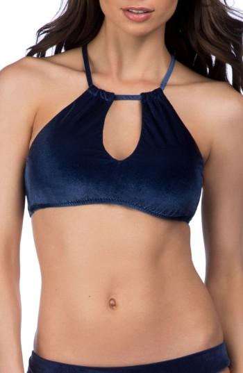 Women's Trina Turk Velveteen Underground Halter Bikini Top - Blue