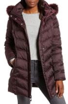 Women's Kenneth Cole New York Faux Fur Trim Puffer Jacket, Size - Red