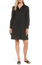 Women's Eileen Fisher Stretch Organic Cotton Shirtdress, Size - Black