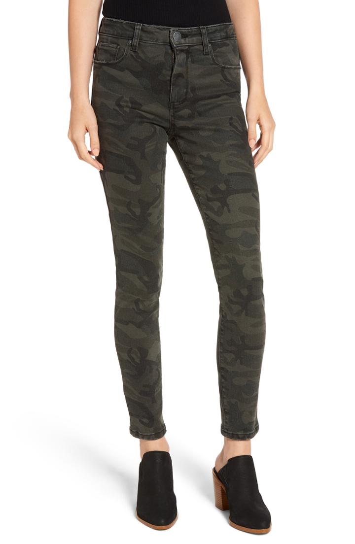 Women's Sts Blue Ellie Camo Print High Waist Skinny Jeans - Green