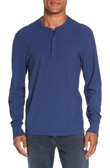 Men's James Perse Classic High Twist Jersey Henley (s) - Blue