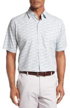 Men's Peter Millar Seaside Sailboats Fit Short Sleeve Sport Shirt