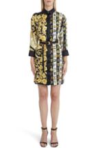 Women's Versace Mixed Print Silk Shirtdress Us / 38 It - Black