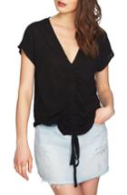 Women's 1.state Cinched Front Linen Top, Size - Black