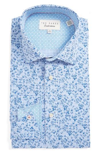 Men's Ted Baker London Endurance Trim Fit Floral Gingham Dress Shirt