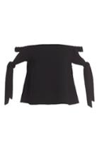 Women's Topshop Bardot Tie Sleeve Top Us (fits Like 0) - Black
