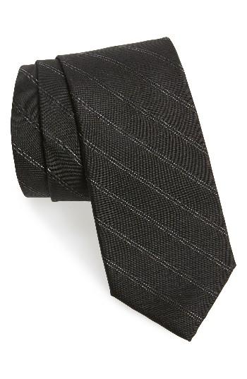 Men's Calibrate Stripe Silk Blend Tie, Size - Black