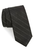 Men's Calibrate Stripe Silk Blend Tie, Size - Black