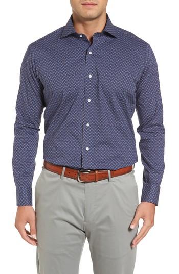 Men's Peter Millar Collection Twillingate Regular Fit Print Sport Shirt, Size - Blue