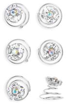 Tasha Set Of 6 Crystal Flower Spin Pins, Size - Metallic