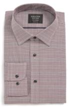Men's Nordstrom Men's Shop Tech-smart Traditional Fit Stretch Plaid Dress Shirt .5 32/33 - Burgundy