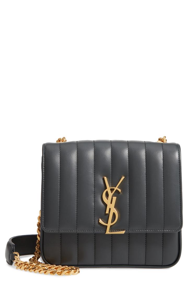 Saint Laurent Medium Vicky Leather Crossbody Bag - Beige