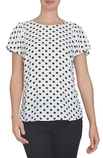 Women's Cece Print Flutter Sleeve Blouse - White