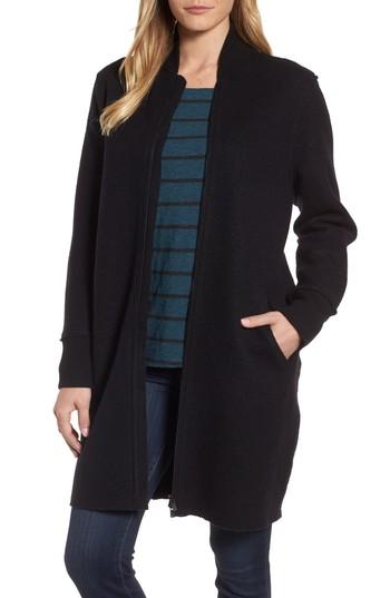 Women's Eileen Fisher Boiled Wool Bomber Coat, Size - Black