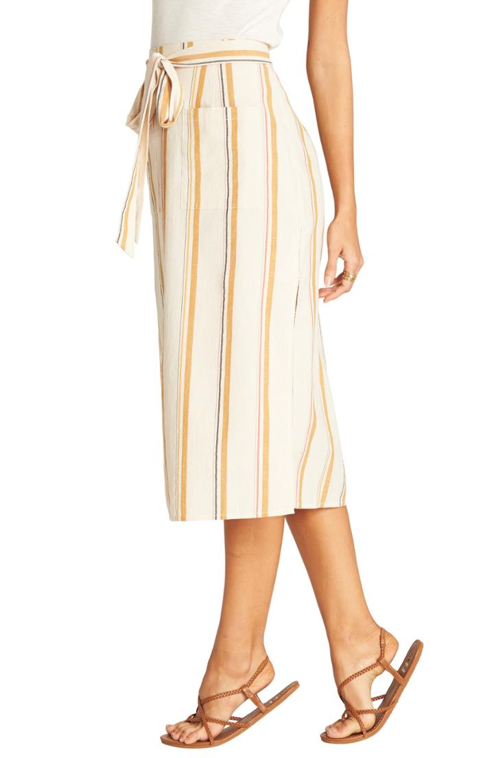 Women's Billabong Skip It Stripe Midi Skirt - Ivory