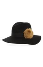 Women's Shiraleah Paris Genuine Fox Fur Trim Fedora - Black