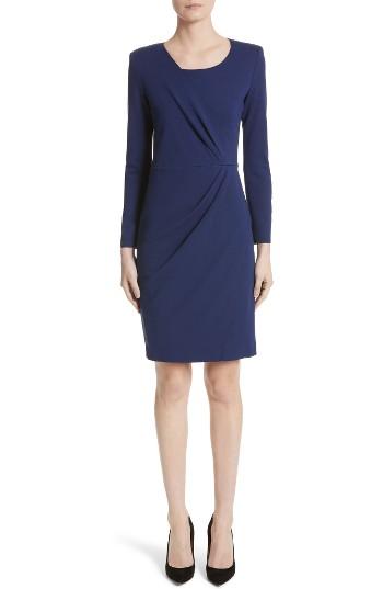 Women's Armani Collezioni Side Gather Milano Jersey Dress - Blue