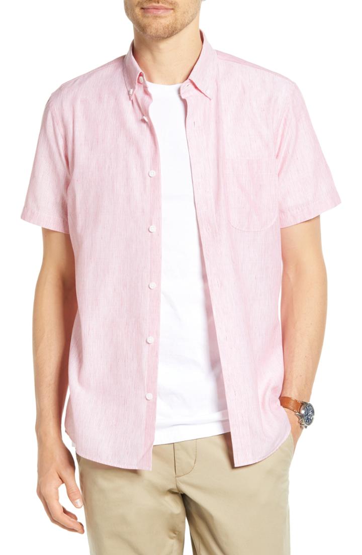 Men's 1901 Pinstripe Slubbed Sport Shirt - Red