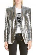 Women's Balmain Sequin Single Breasted Blazer Us / 38 Fr - Metallic