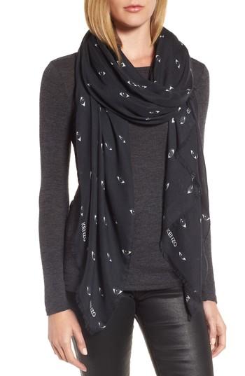 Women's Kenzo Eyes All Over Scarf, Size - Black