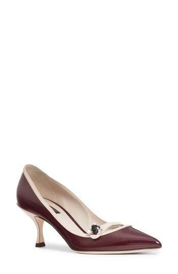 Women's Dolce & Gabbana Jewel Pointy Toe Pump Us / 35eu - Burgundy