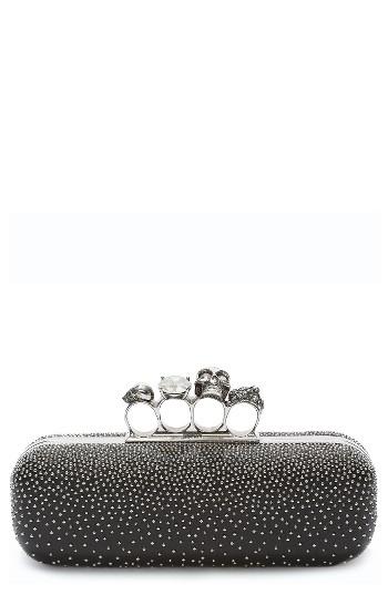 Alexander Mcqueen Studded Lambskin Leather Knuckle Clutch - Black