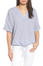 Women's Caslon Tie Waist Stripe Seersucker Top - Blue