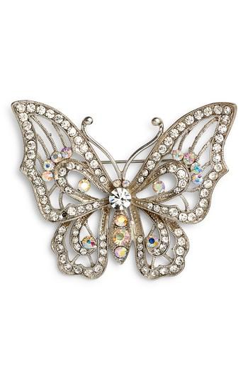 Women's Nina Openwork Pave Butterfly Brooch