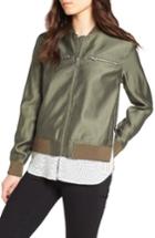 Women's Trouve Layered Look Bomber Jacket, Size - Green