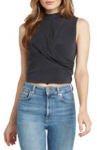 Women's Willow & Clay Twist Front Sleeveless Crop Top - Black
