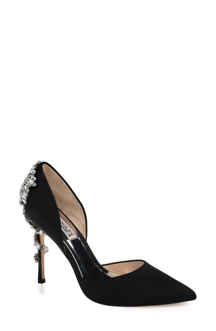 Women's Badgley Mischka Vogue Crystal Embellished D'orsay Pump .5 M - Black