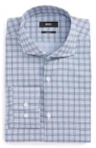 Men's Boss Mark Sharp Fit Check Dress Shirt L - Blue