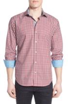 Men's Bugatchi Shaped Fit Gingham Sport Shirt, Size - Red