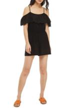Women's Topshop Eyelet Ruffle Romper Us (fits Like 0-2) - Black
