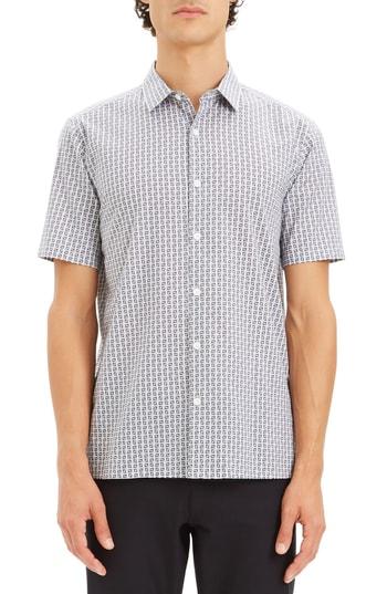 Men's Theory Murrary Geo Box Print Fit Sport Shirt, Size Small - Beige
