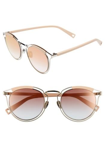 Women's Haze Edge X 50mm Modified Round Sunglasses - Silver Nude
