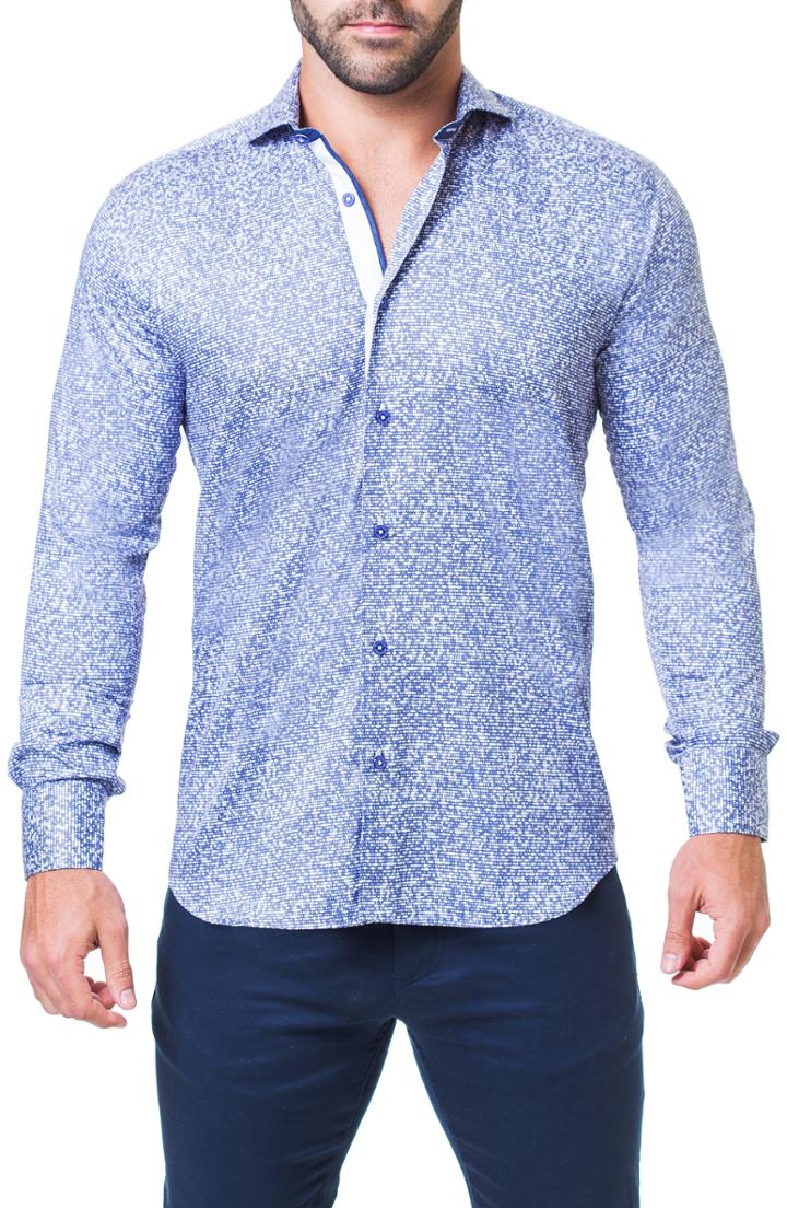 Men's Maceoo Einstein Rush Fit Sport Shirt, Size Small - Blue