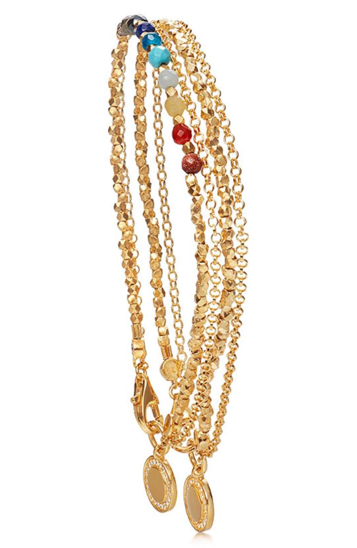 Women's Astley Clarke 18k Gold Rainbow Double Cosmos Stack Bracelet