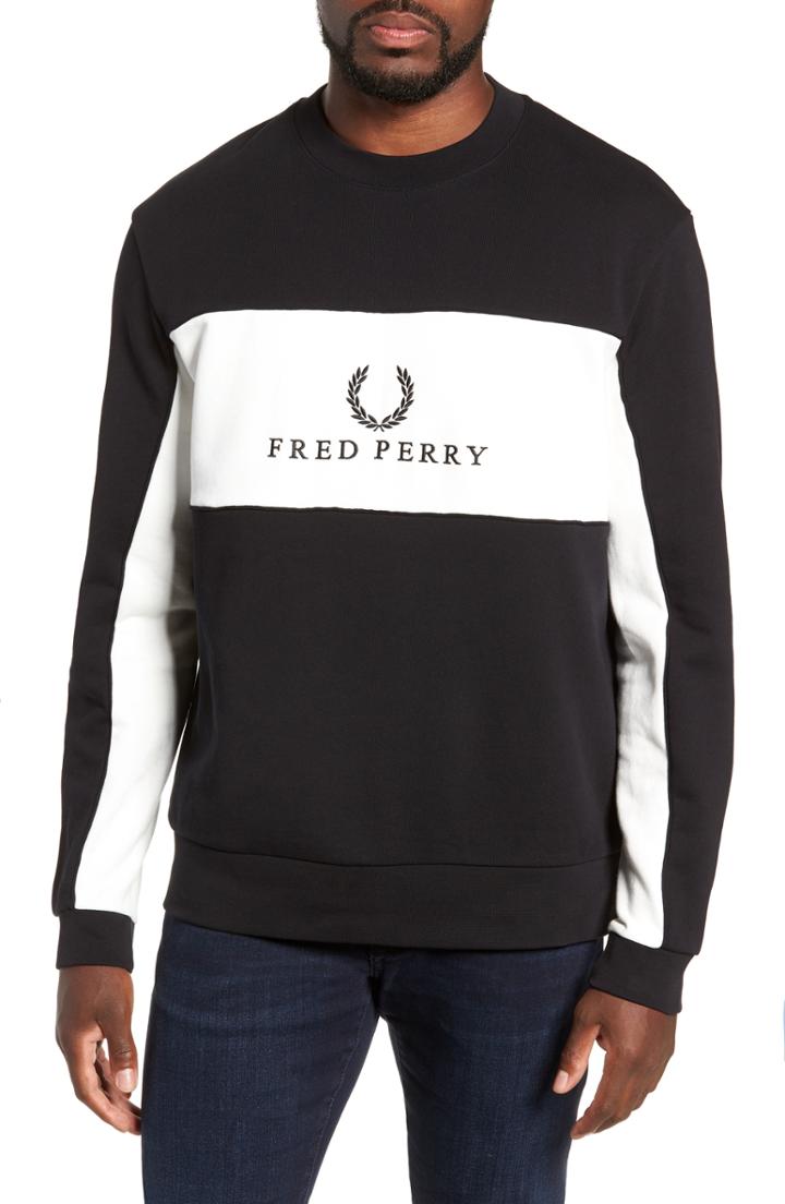 Men's Fred Perry Colorblock Crewneck Sweatshirt - Black