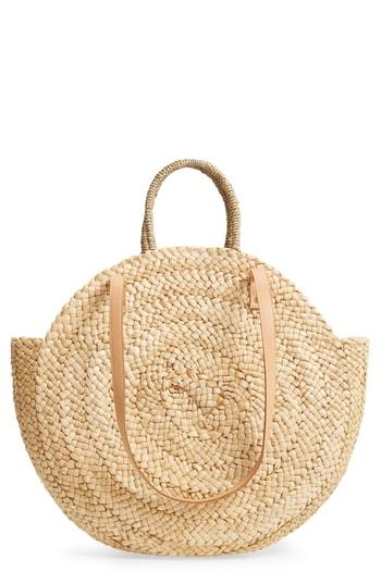 Street Level Circle Straw Tote - Beige